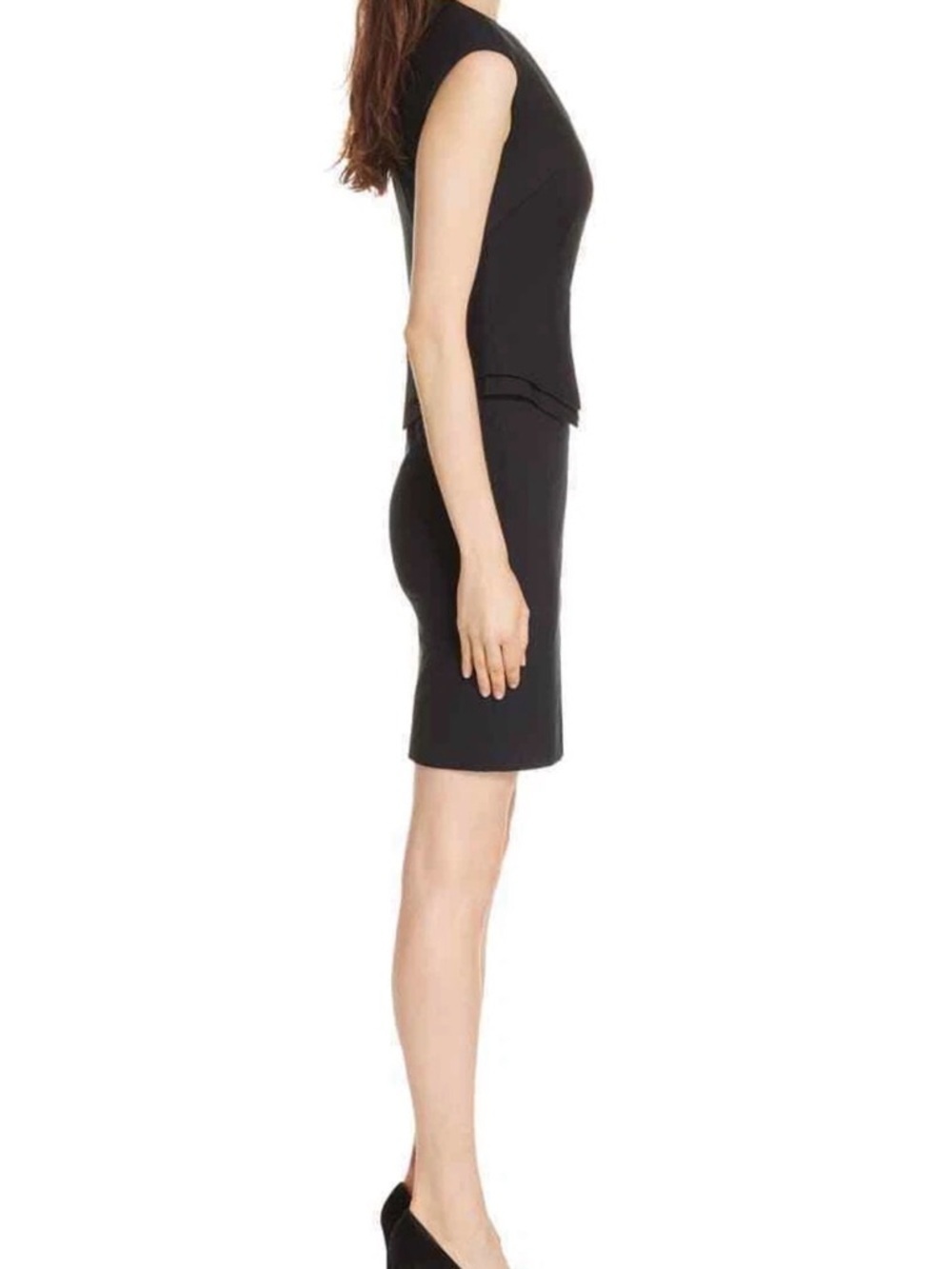 Ted Baker Kwyli Sculptural Peplum Zip Front Midi Dress Black Size 1 / US 4 LBD - Picture 5 of 12